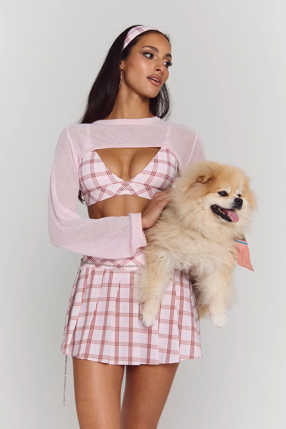 Astoria Airvíve Micro Pleated Skort - Princess Pink Plaid - Image 3