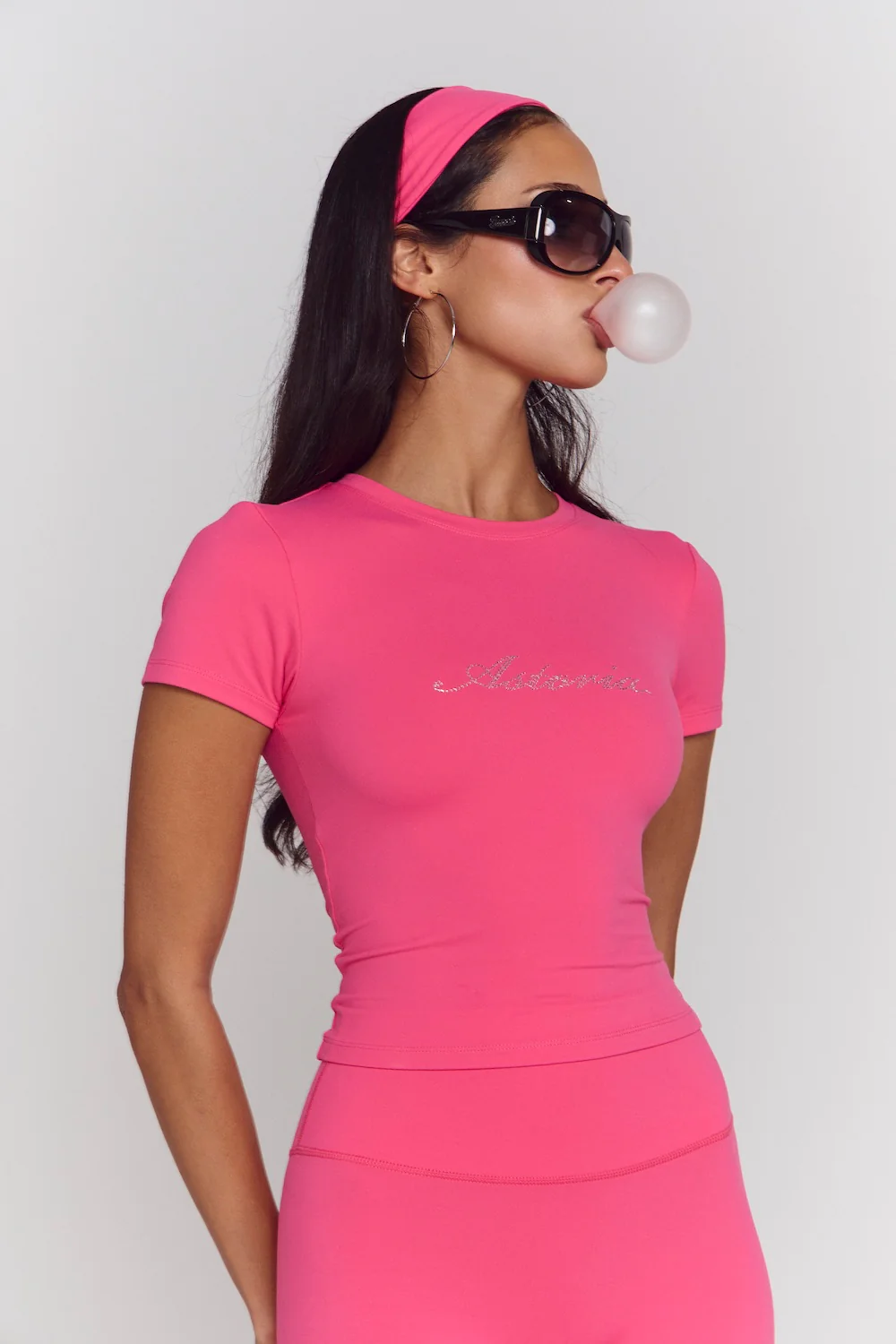 Astoria Airvíve Rhinestone Baby Tee - Popstar Pink - Image 4
