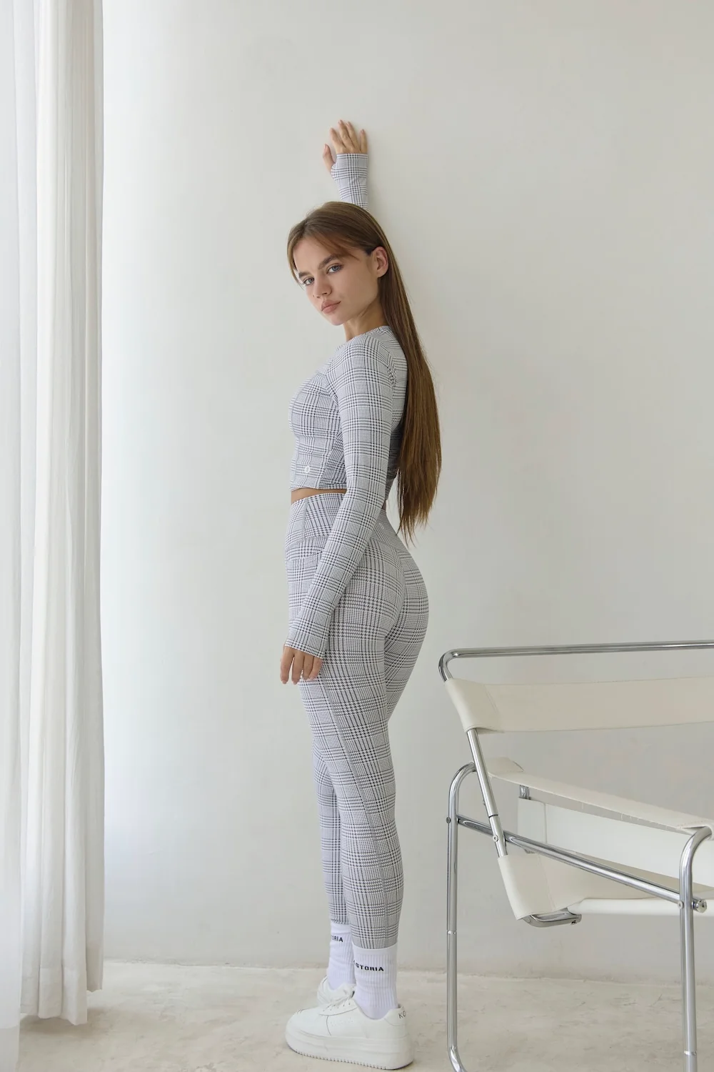 Astoria Airvíve Staple Sleeved Crop - Grey Plaid - Image 3