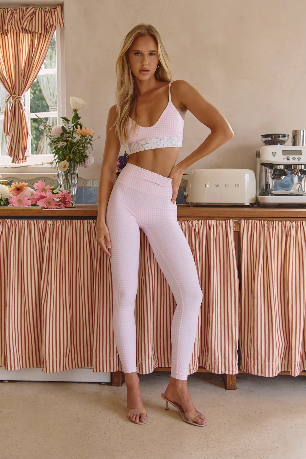 Astoria LUXE BALANCE Full Length Legging - Petal Pink Gingham - Image 6