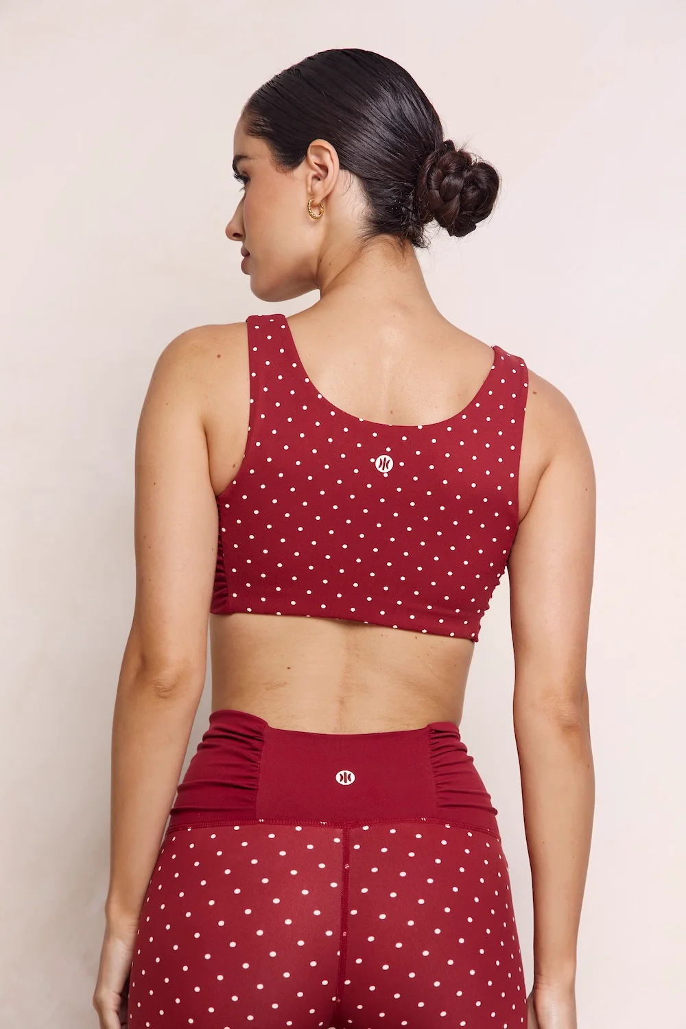 Astoria LUXE BALANCE Ruched Sports Crop - Merlot Polka - Image 2