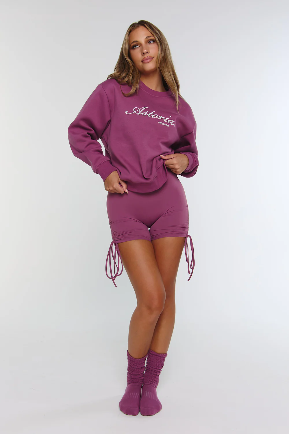 Astoria Ruched Grip Socks - Sugarplum - Image 6